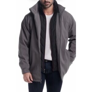 WEATHERPROOF MEN 'STRETCH ULTRA TECH DETACHABLE HOOD JACKET, GRAY,SIZE LARGE NWT